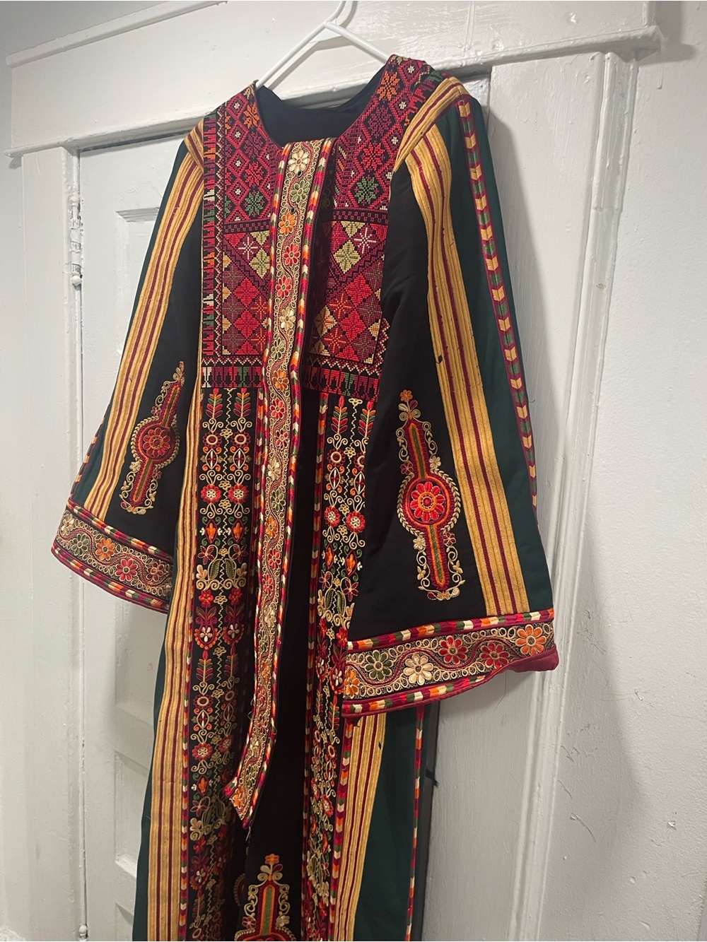 Embroidered Black & Red Ethnic Maxi Dress - Picture 2 of 3